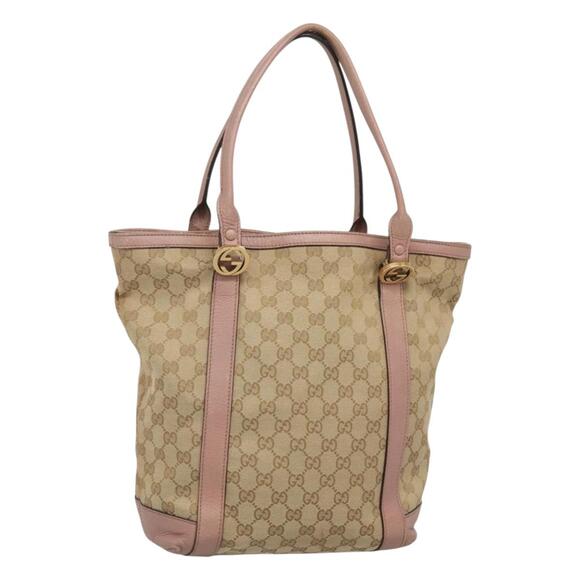 GUCCI GG Canvas Shoulder Bag Beige Gold - Picture 1 of 13
